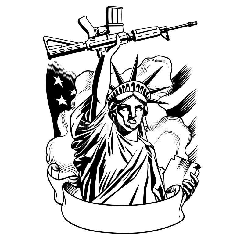 Statue of liberty with gun. 