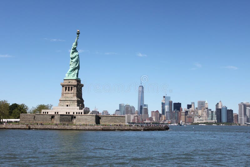 Statue of Liberty, Manhattan View New York Stock Image Image of