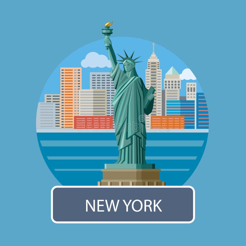 Statue of Liberty, New York City Stock Vector - Illustration of center ...