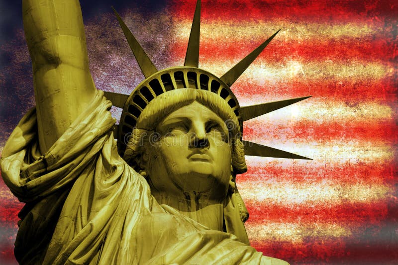 Statue of Liberty with USA flag stock photography Statue of Liberty with USA flag stock photography