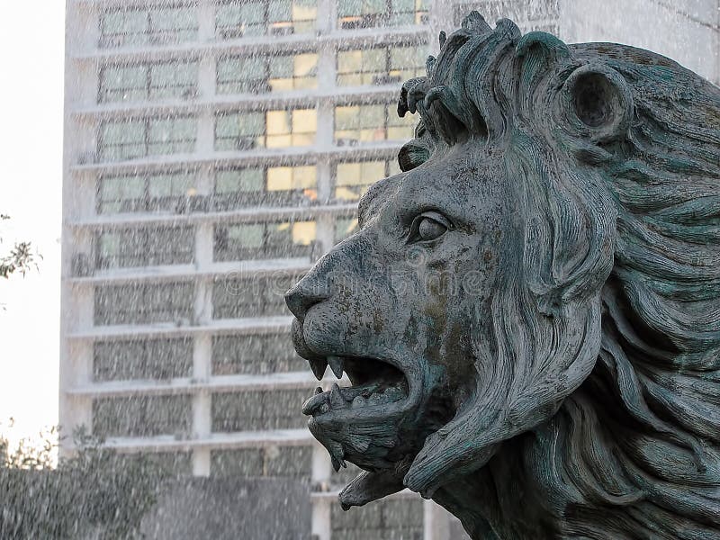 Statue of a Lion Head stock image. Image of human, landmark 98772869