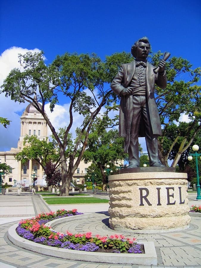 Statue of Louis Riel on the Assiniboine River Side of the Manitoba Parliament Building, Winnipeg, Canada