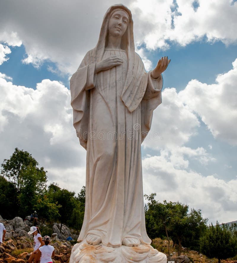 Statue Della Madonna Di Medjugorje Statue of Mary on Apparition Hill in Medjugorje, Bosnia-Herzegovina