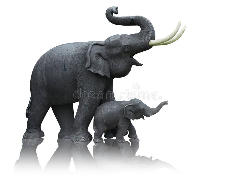 Statue of mother and baby elephant