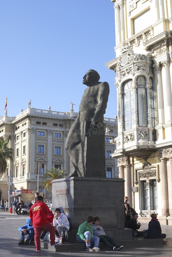 Statue by Port. Barcelona. Spain Editorial Image - Image of urban ...