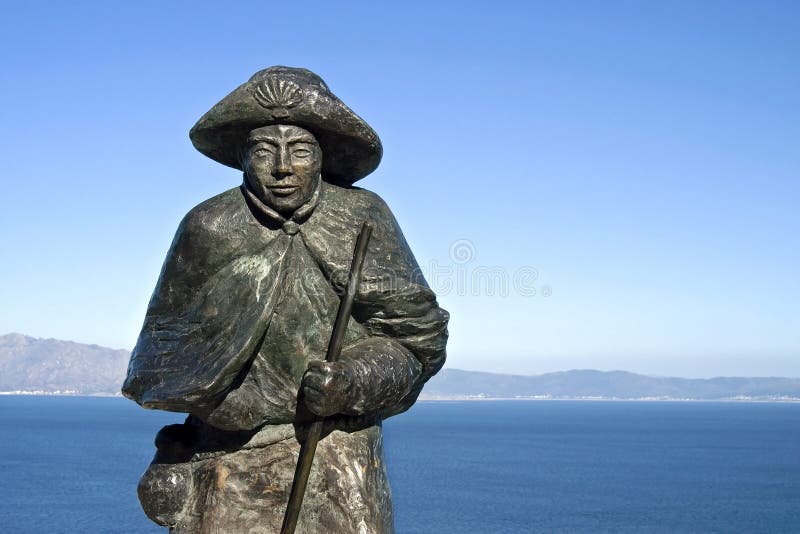 Statue of Saint James, mountains, Atlantic Ocean