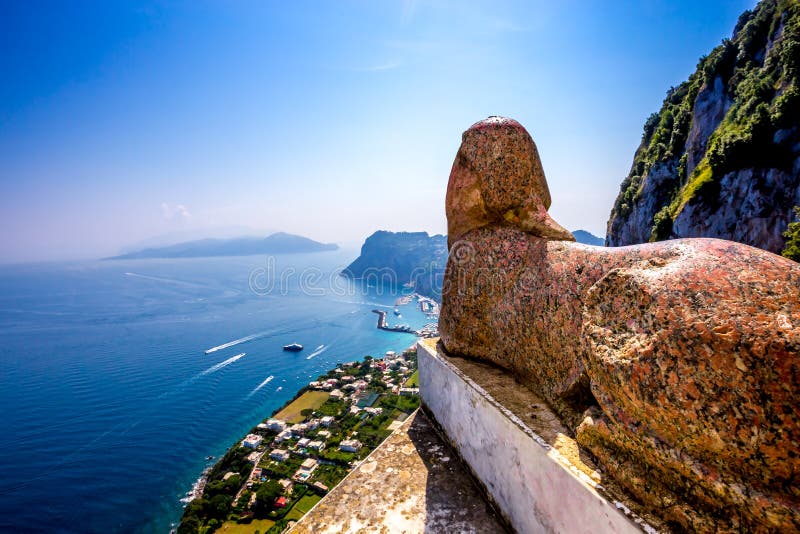 Statue of a Sphinx in Capri Island, Italy Stock Image Image of