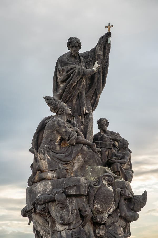 Statue of St Francis Xavier at Charles Bridge Prague, Czech Republic