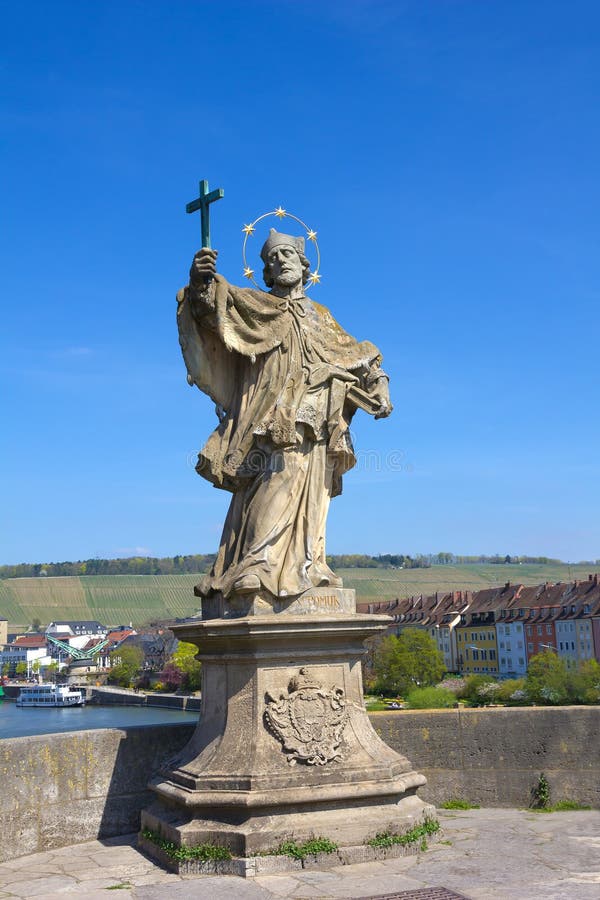 Statue of St John Nepomuk in Wurzburg, Germany.