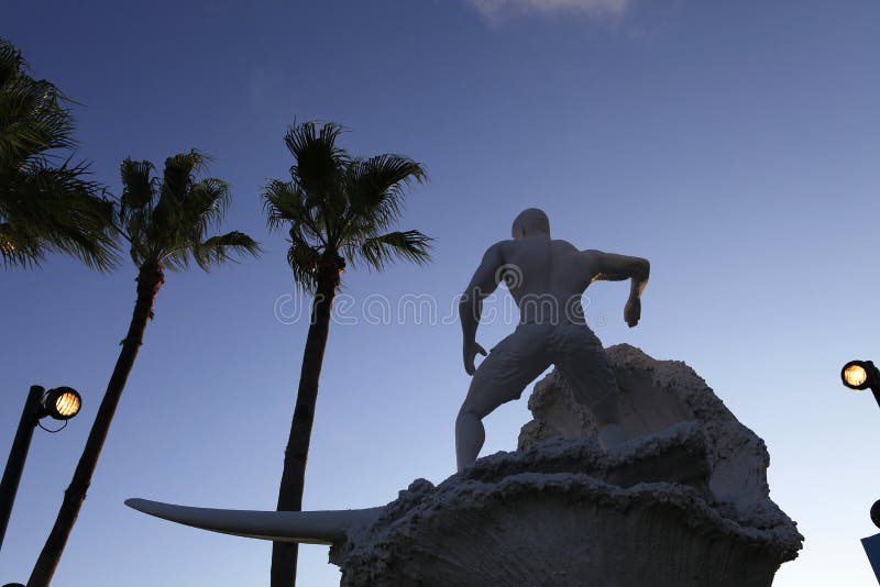 Statue of a Surfer in Action, Cocoa Beach, Florida Editorial Image