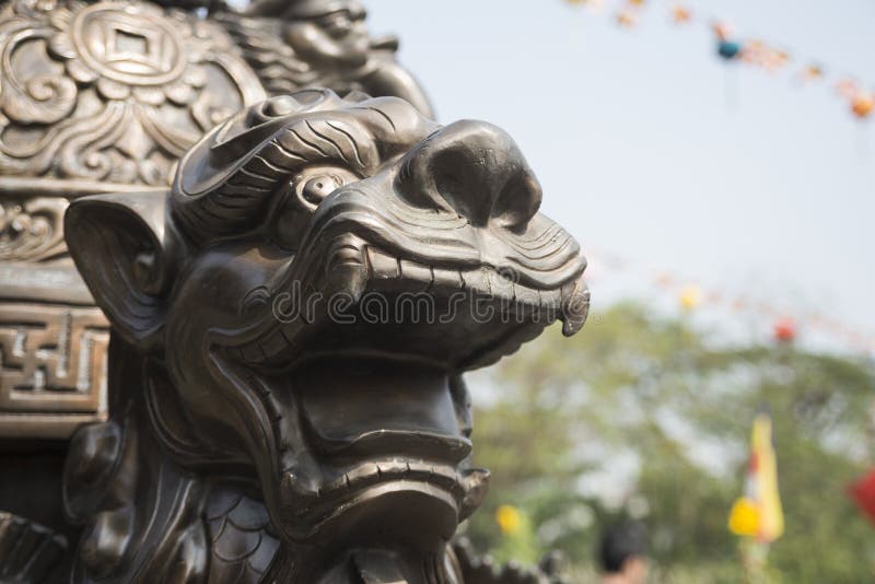 A Vietnamese Unicorn Statue On The Right Corner Roof Of A Temple Stock Photo Image of statue