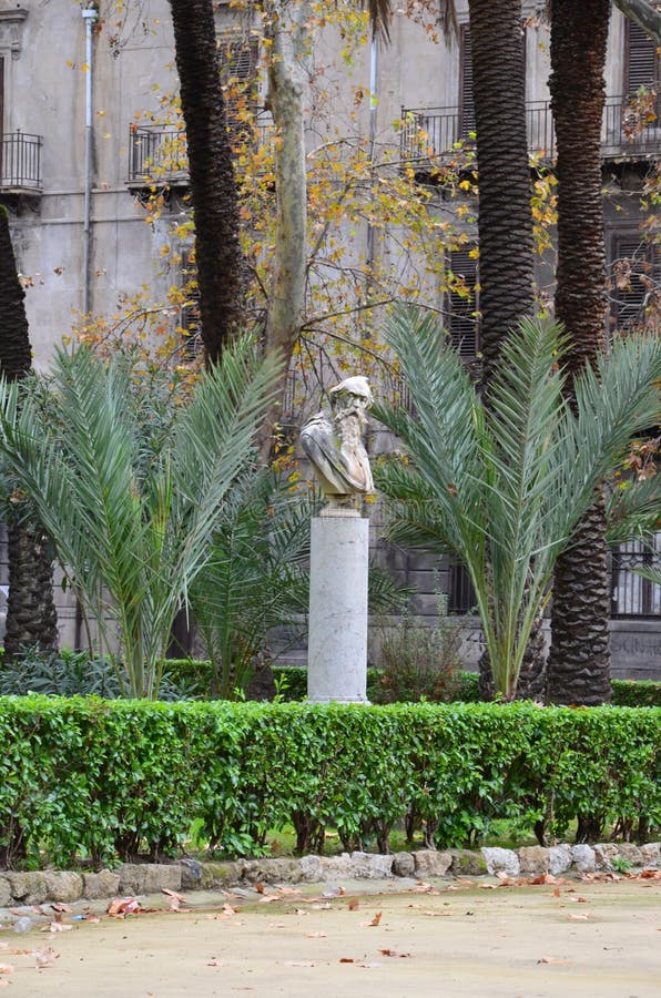 Statue in Villa Bonanno Public Garden in Palermo Stock Photo - Image of ...