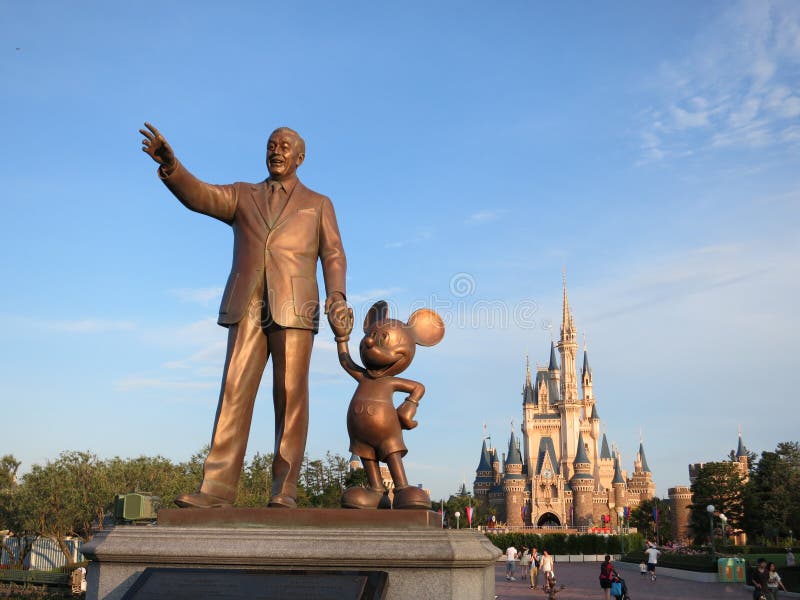 Statue of Walt Disney and Mickey Mouse stock photo