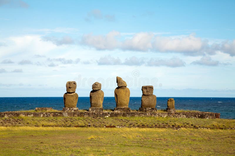 Statues at easter island stock photo. Image of monument 5186990