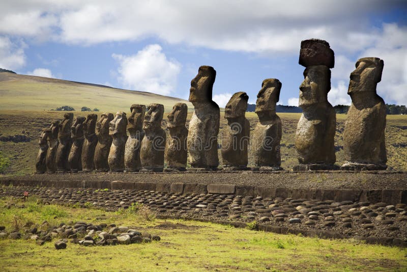 Statues at easter island stock photo. Image of park, conservation 5186990