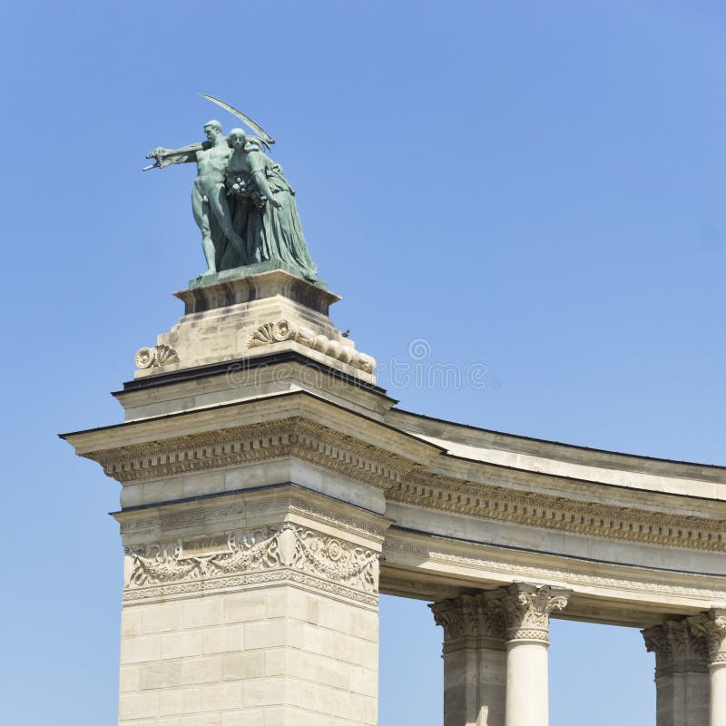 Statues of the Heroes Square, Budapest Stock Photo Image of castle