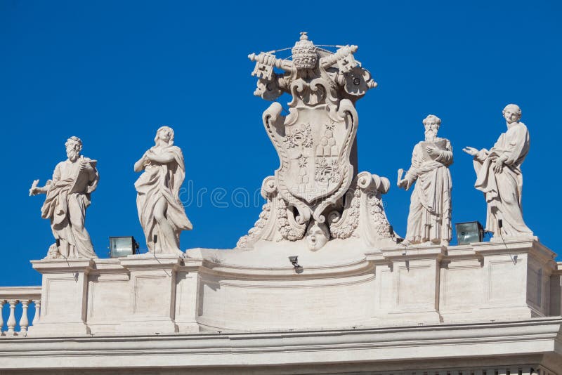 Statues on the roof of the Vatican in Rome. Saint Peter royalty free stock photo Statues on the roof of the Vatican in Rome. Saint Peter royalty free stock photo