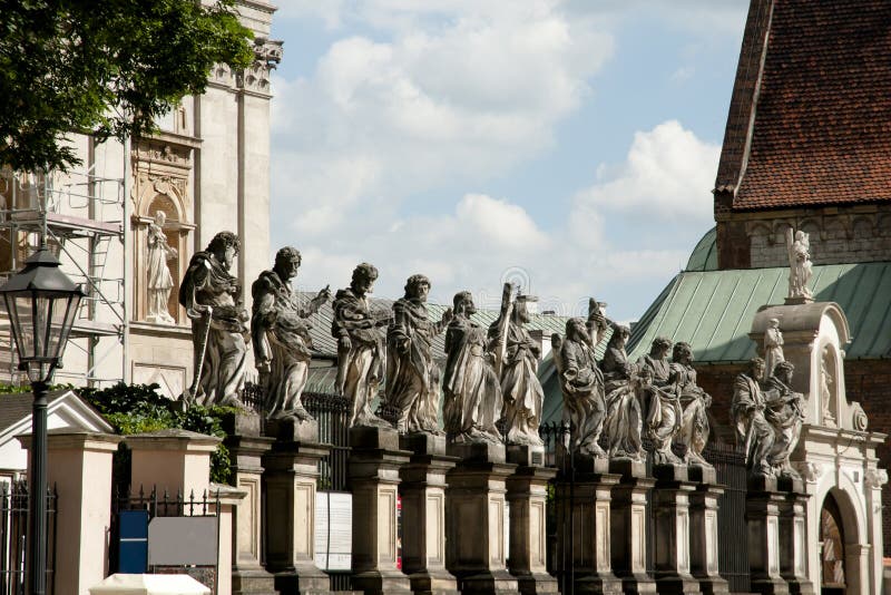 Statues of Saint Peter and Paul Church Krakow Poland Stock Photo