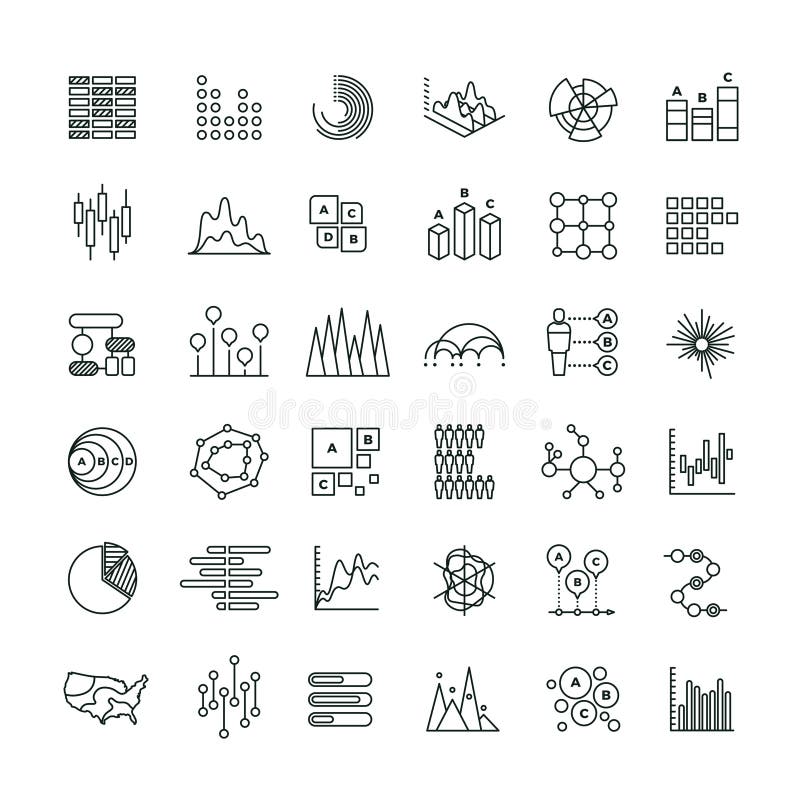Statystyk mapy i zarysowywają wektorowe ikony Pieniężnych diagramów kreskowi piktogramy ilustracja wektor Statystyk mapy i zarysowywają wektorowe ikony Pieniężnych diagramów kreskowi piktogramy ilustracja wektor