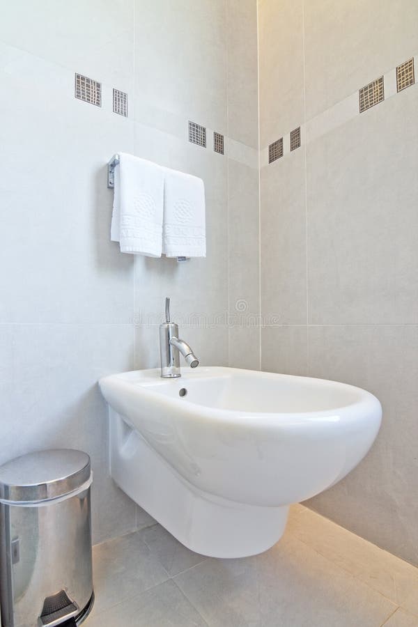 Moderne Toilette Und Bidet Im Badezimmer Stockfoto - Bild von hahn