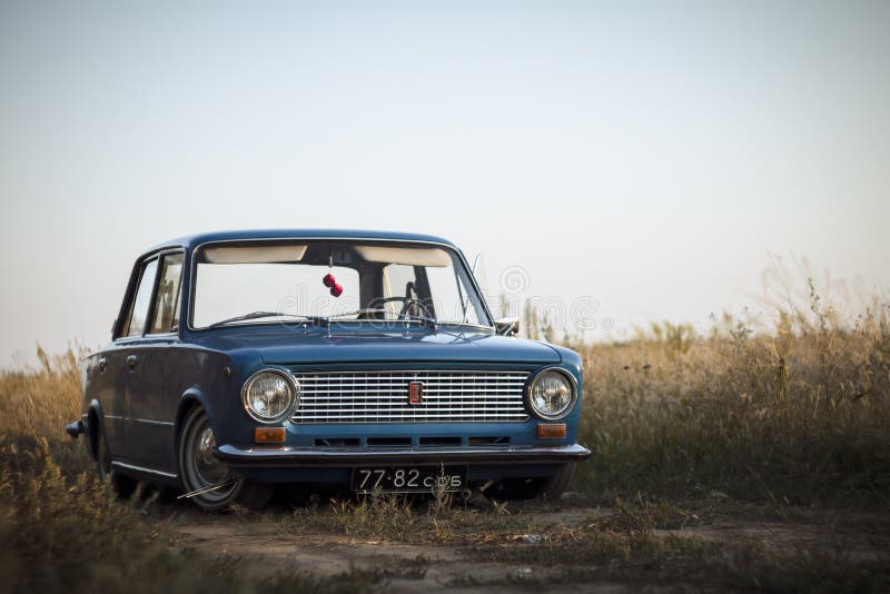 STAVROPOL REGION, RUSSIA - JULY, 2013: Soviet classic retro car royalty free stock photos STAVROPOL REGION, RUSSIA - JULY, 2013: Soviet classic retro car royalty free stock photos