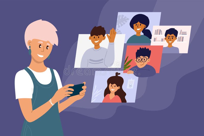 Casual online meeting with friends Royalty Free Vector Image