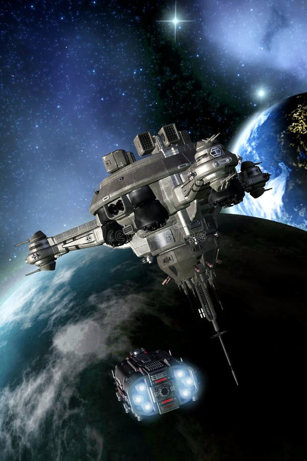 Space Battle Station 3D render science fiction illustration. Space Battle Station 3D render science fiction illustration