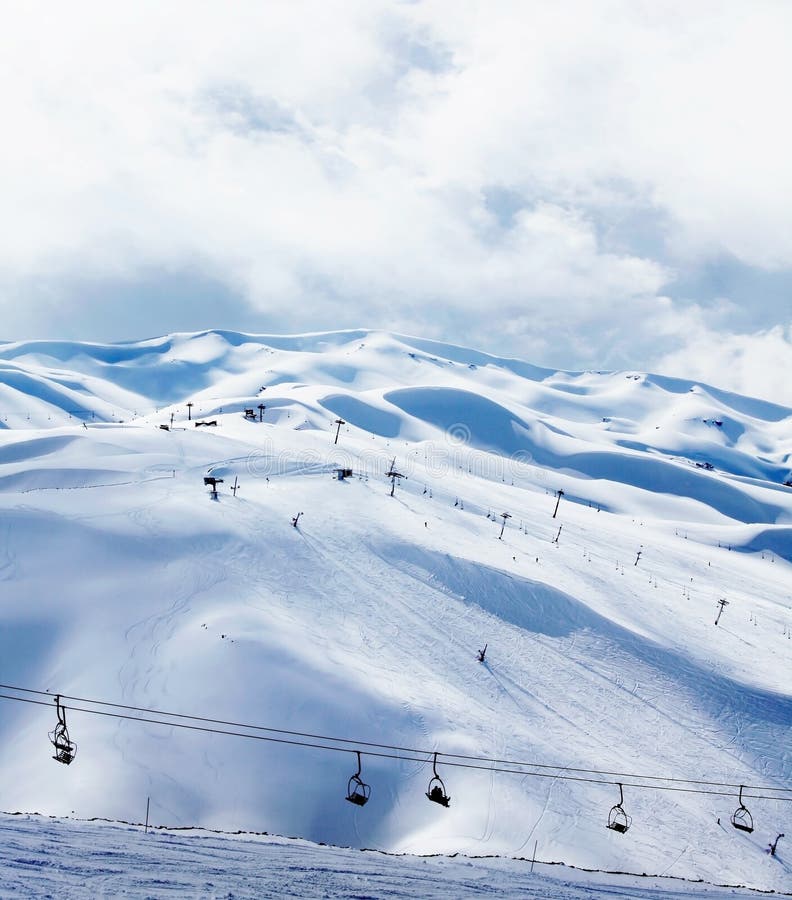 Stazione sciistica della montagna di inverno immagini stock Stazione sciistica della montagna di inverno immagini stock