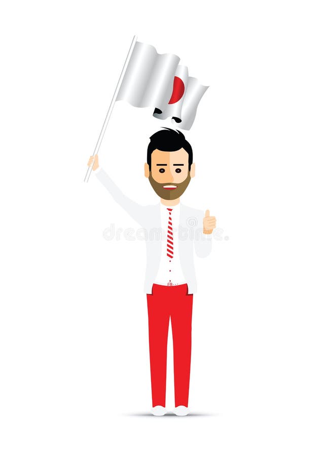 Steagul japonez fluturând un om royalty free illustration
