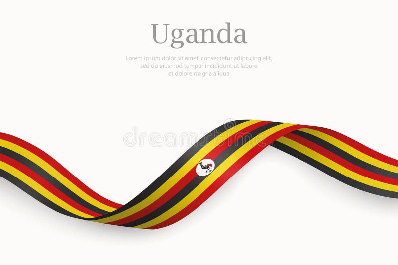 Steagul Ugandei pe panglica fluturând vector illustration