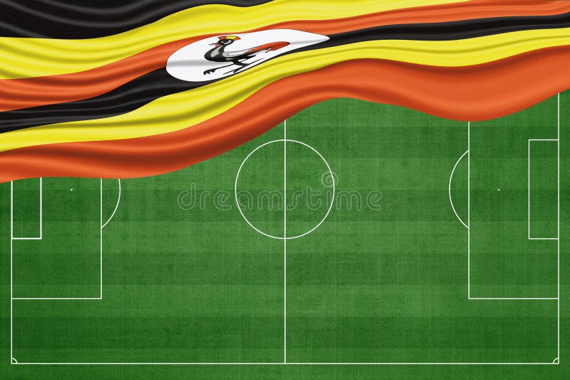 Steagul Ugandei pe terenul de fotbal stock illustration