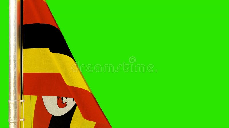 Steagul Ugandei pentru orice sărbătoare pe ecranul cheie croma izolat obiect 3D ilustrație vector illustration