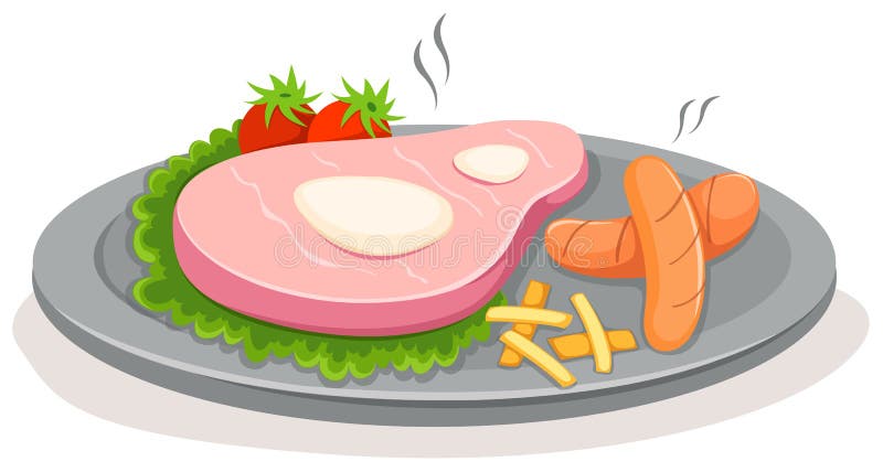 Illustration of isolated cartoon steak on white background. Cartoon chop vectors
