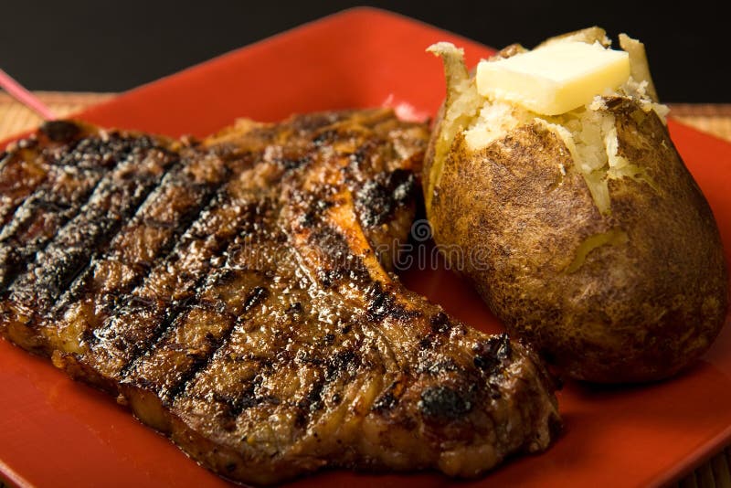 Steak and baked potato stock image. Image of meal, knife - 9161171