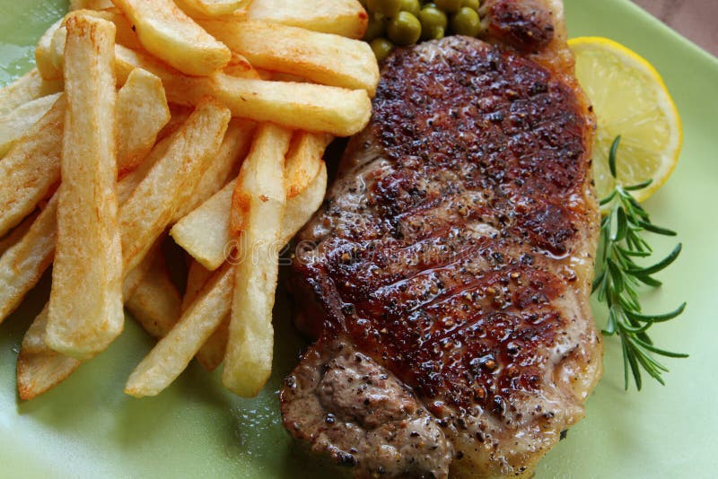 Steak and Chips stock photo. Image of cooked, meal, sirloin 6254854