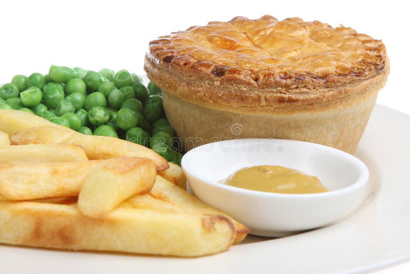 Steak Pie & Chips stock photo. Image of mustard, closeup 7769262