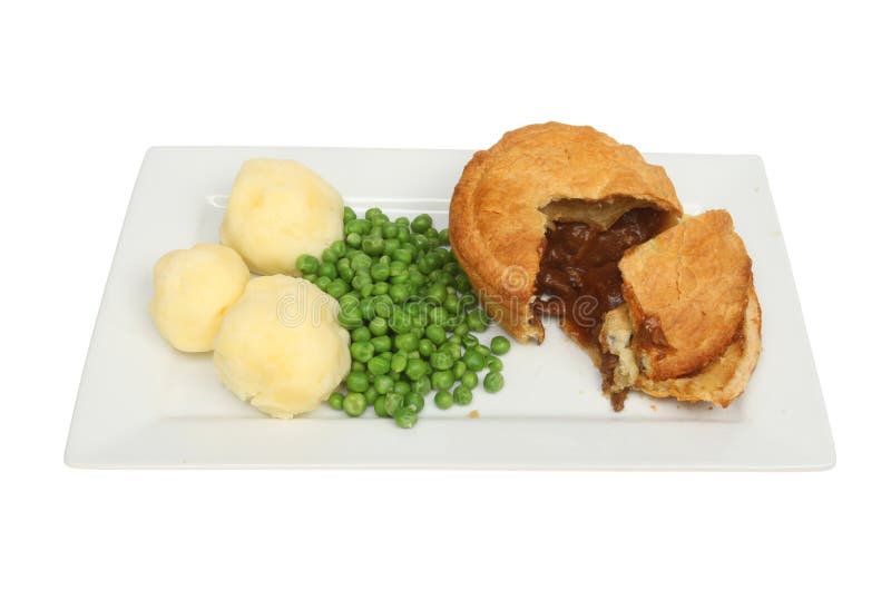 Steak pie mash and peas stock image. Image of plate ...
