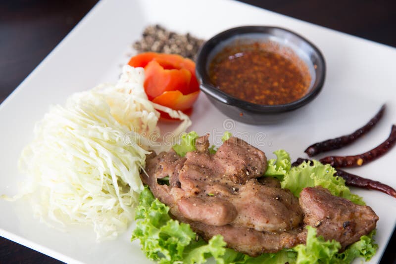 Steak Pork with Thai Spicy Sauce Stock Photo Image of sauce, farm