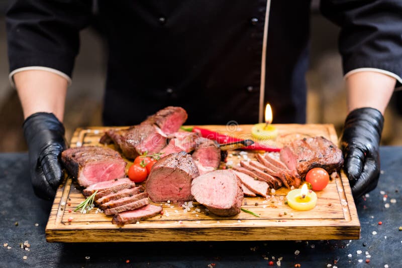 Steakhouse grilled meat sliced steak assortment