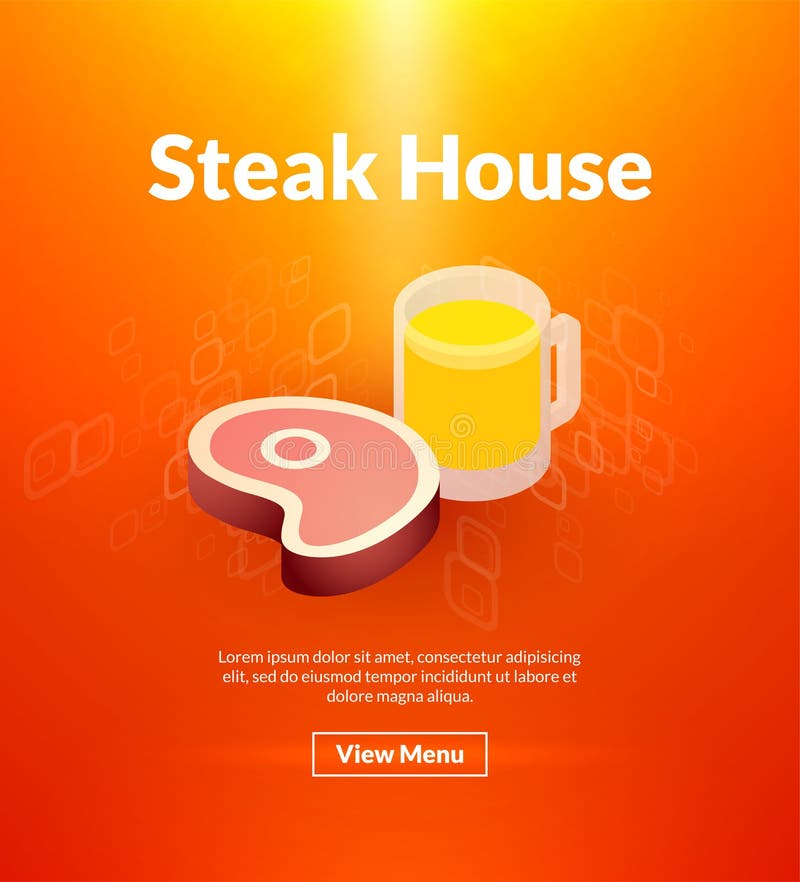 Steakhouseaffiche van isometrisch kleurenontwerp stock illustratie Steakhouseaffiche van isometrisch kleurenontwerp stock illustratie
