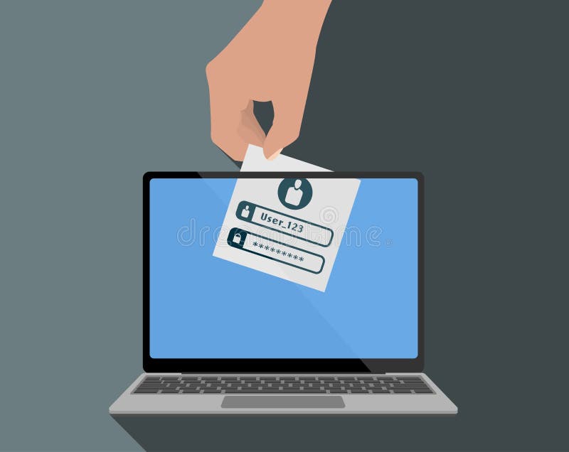 Stealing login information and password from computer royalty free illustration