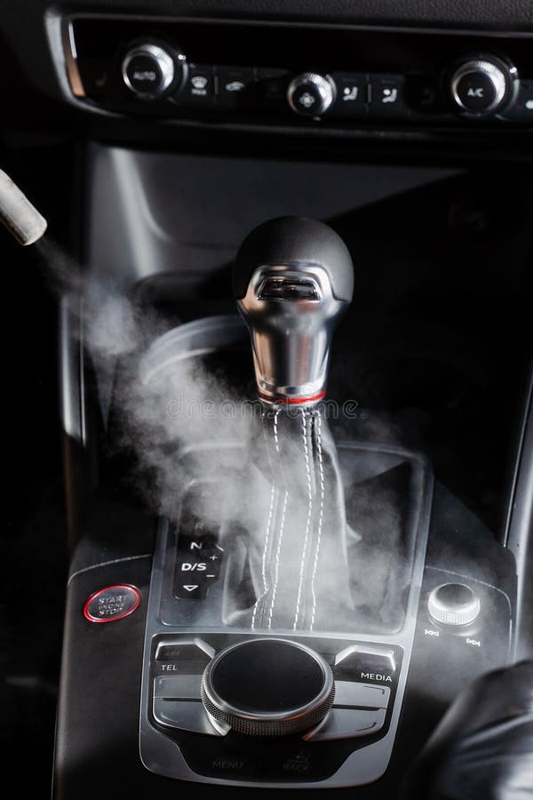 Steam Cleaning of Gearbox and Dashboard in Car. Vaping Steam Stock Image Image of infection