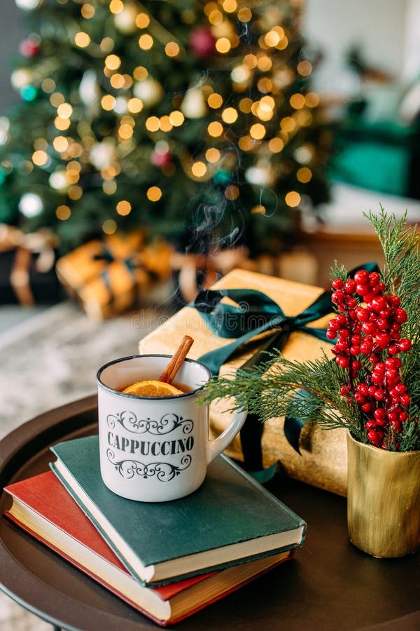 Steam cup hot tea lemon cinnamon christmas