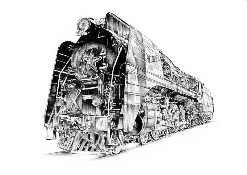 Steam engine art design drawing