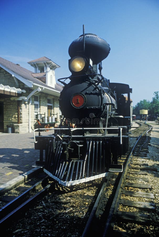 A Steam Engine at a Train Station in Eureka Springs, Arkansas Editorial