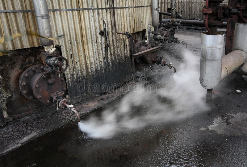 Steam Escaping from Condensate Traps. Stock Image Image of industrial