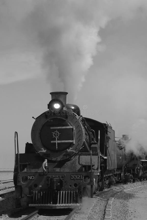 Vintage steam train preparing to depart from Swakopmund station on Namibia's westcoast. Warm steam stock images, royalty-free photos and pictures