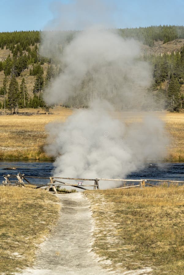 Steam vent on Firehole River Yellowstone National Park