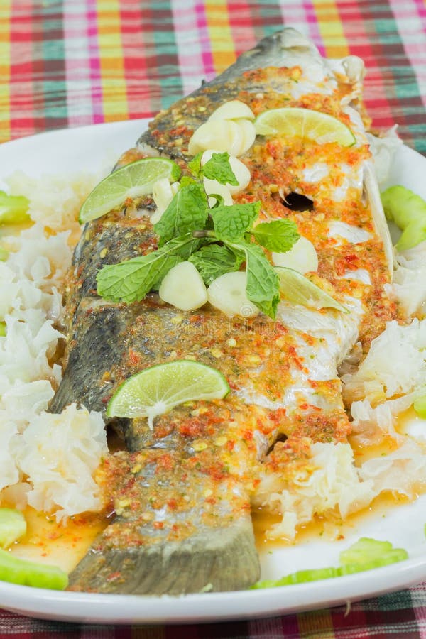 Steamed Basa Fish In Lime Dressing Stock Photo Image of cook