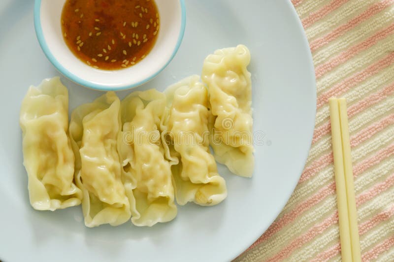 Steamed Dumpling Stuffed Mixed Mushed Pork and Chicken Dipping Soy